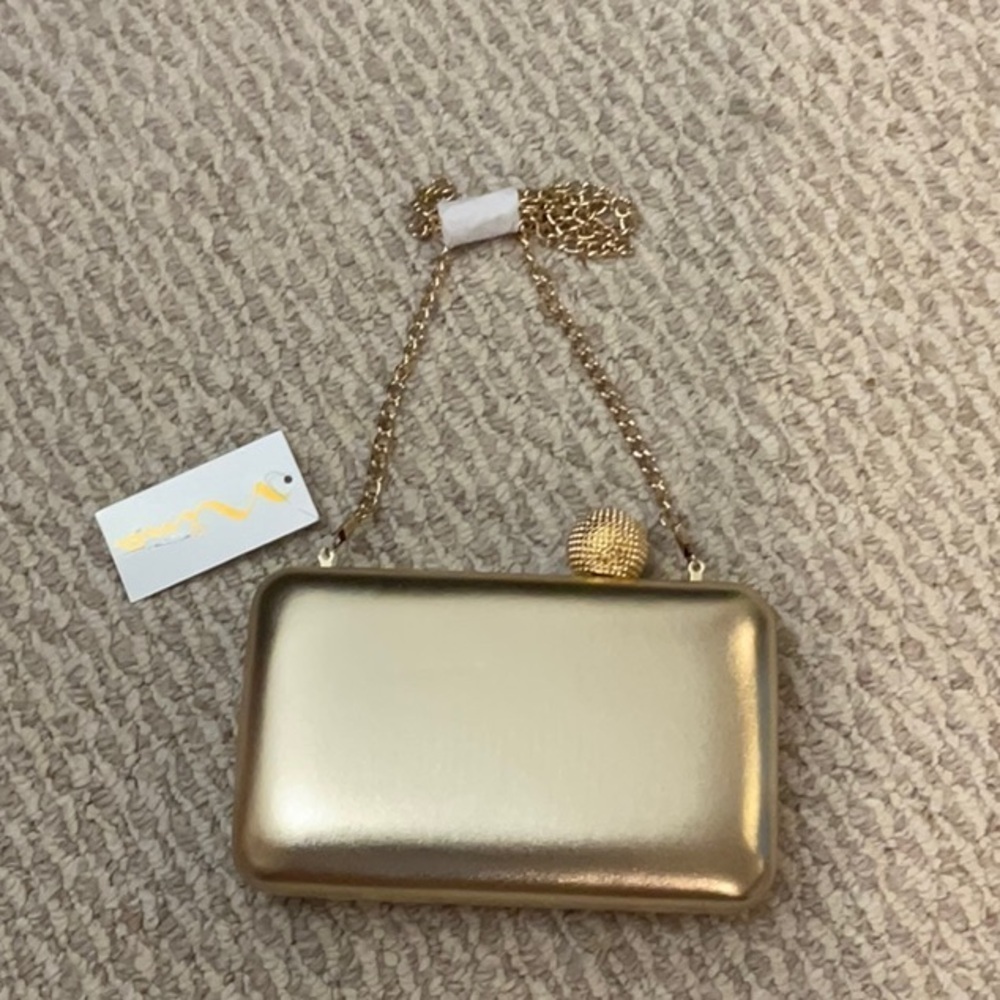 Nina Metallic Gold Evening Bag